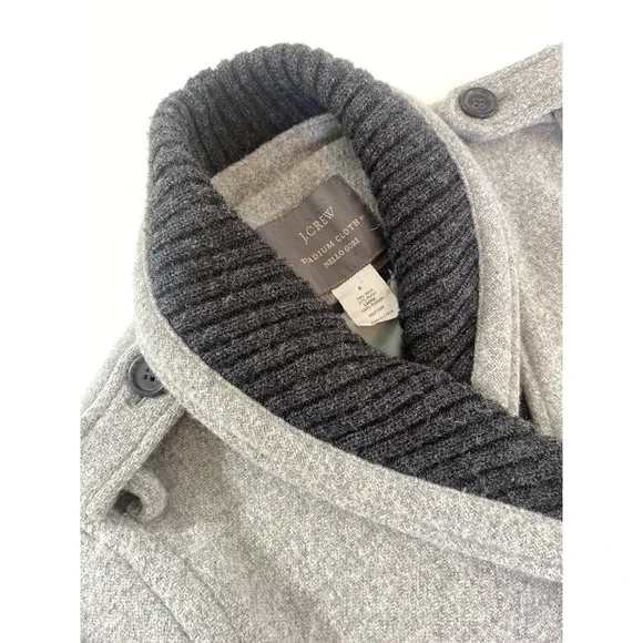 J. Crew Stadium Cloth by Nello Gori 6 Pea Coat Jacket Wool Blend Lined Gray Coat - Picture 10 of 12